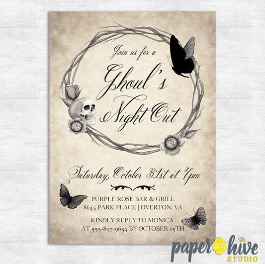 Paper Hive Studio Halloween party invitation 